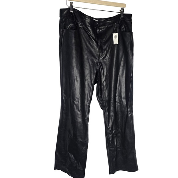 Old Navy Pants - Old Navy High-Rise Boot-Cut Faux Leather Pants Women 18 Black 732304-00-1 Vegan
